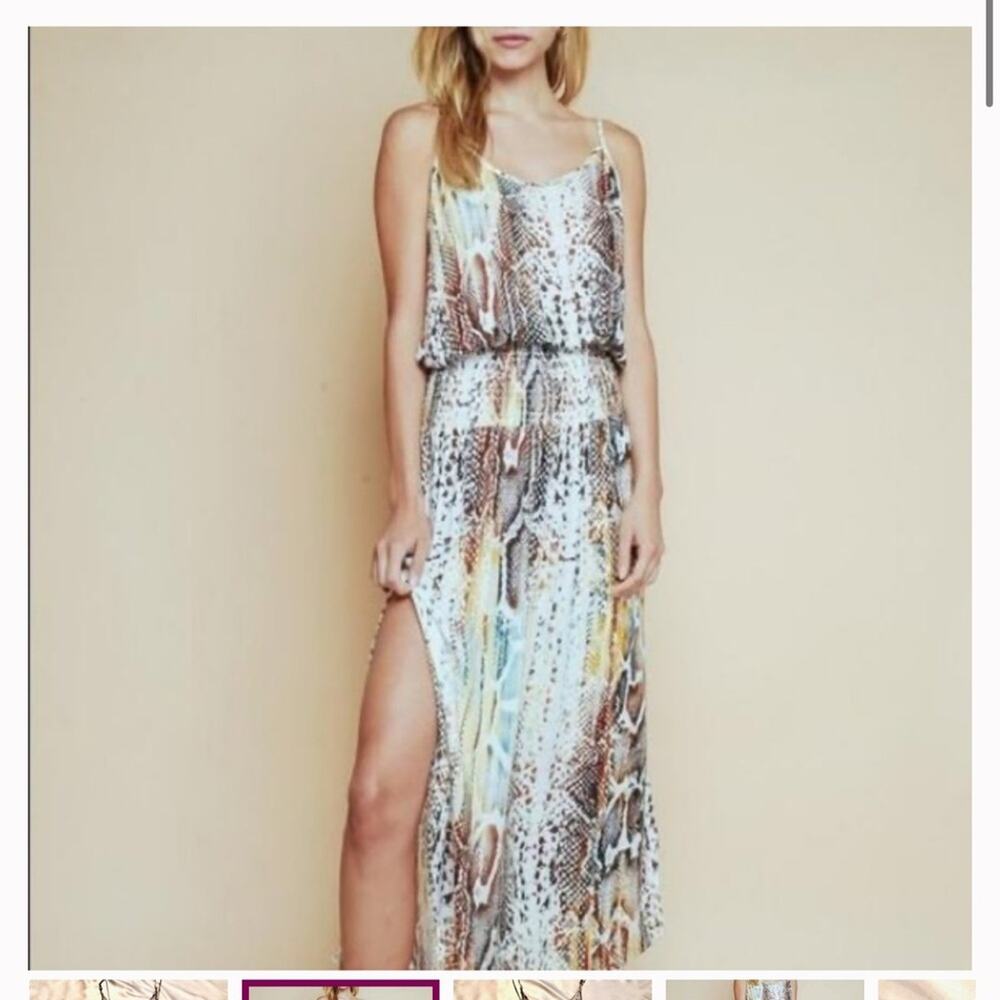 Olivaceous Maxi Snake Skin Ruched Rayon dress size large